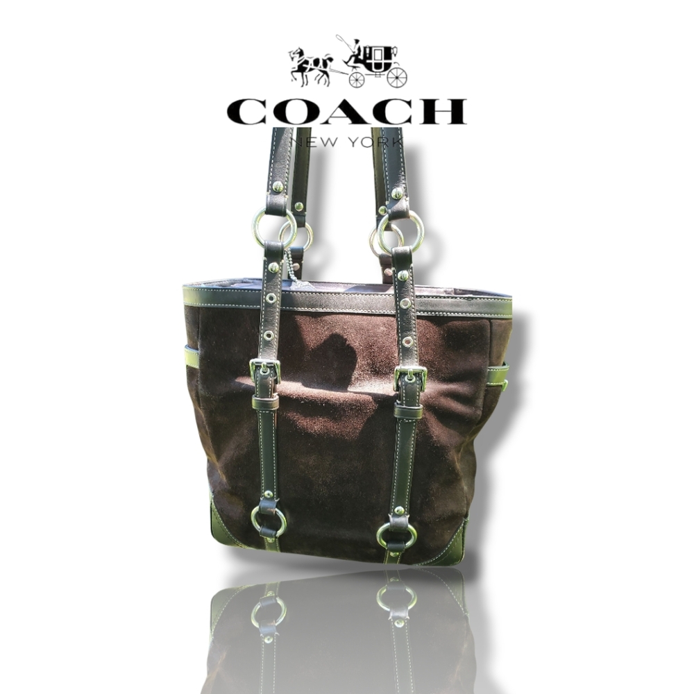Coach F12834 Y2K Gallery Lunch Tote Chocolate Brown Suede Shoulder Bag - Picture 8 of 15